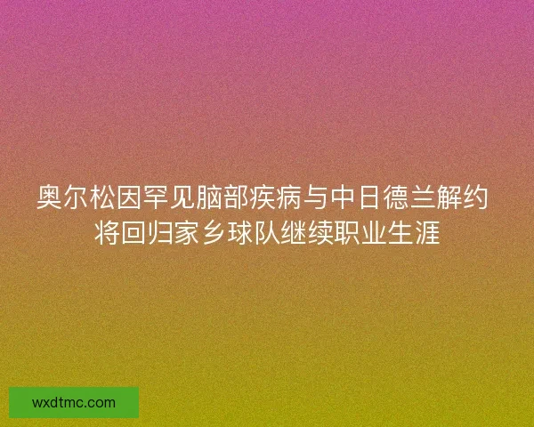 奥尔松因罕见脑部疾病与中日德兰解约 将回归家乡球队继续职业生涯