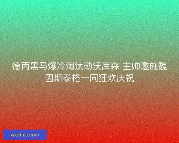 德丙黑马爆冷淘汰勒沃库森 主帅邀施魏因斯泰格一同狂欢庆祝