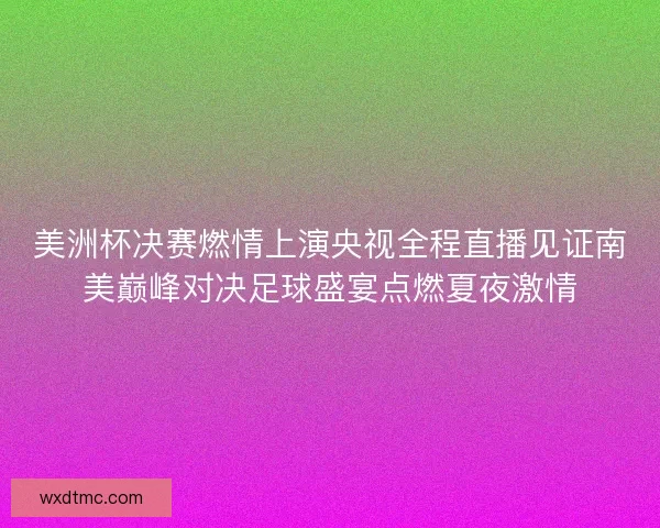 美洲杯决赛燃情上演央视全程直播见证南美巅峰对决足球盛宴点燃夏夜激情