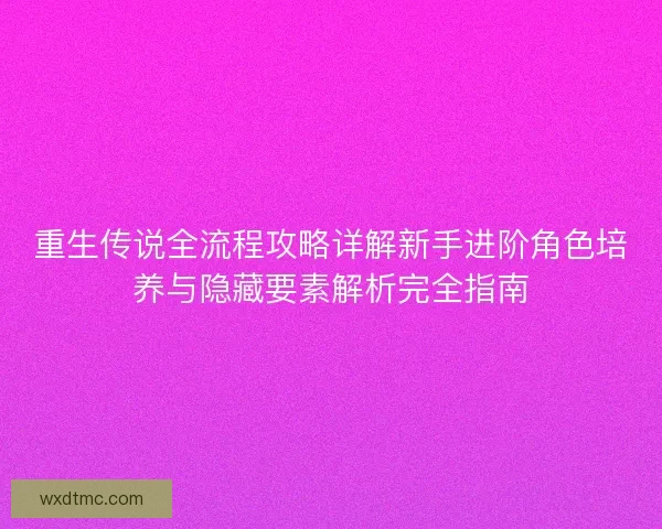 重生传说全流程攻略详解新手进阶角色培养与隐藏要素解析完全指南
