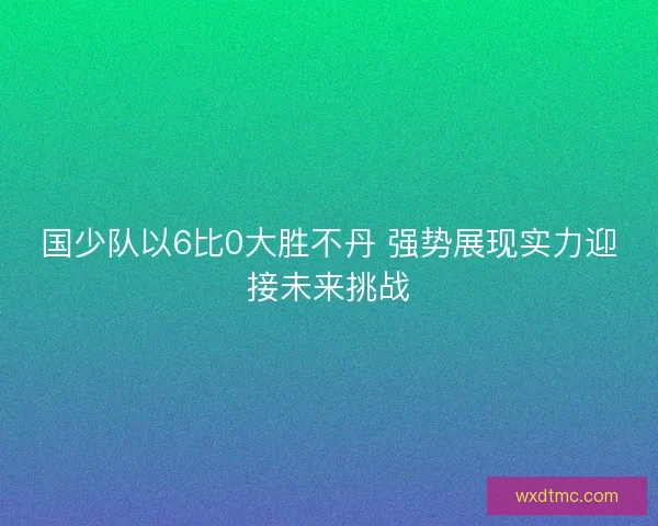 国少队以6比0大胜不丹 强势展现实力迎接未来挑战