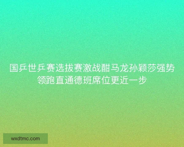 国乒世乒赛选拔赛激战酣马龙孙颖莎强势领跑直通德班席位更近一步